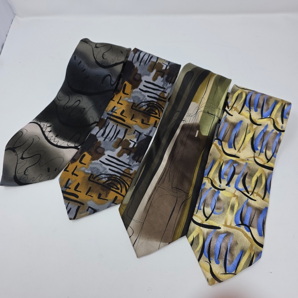 Lot Of 4 Vintage 1996 J. Garcia Tie Mens Multicolor Abstract Art Classic 58"